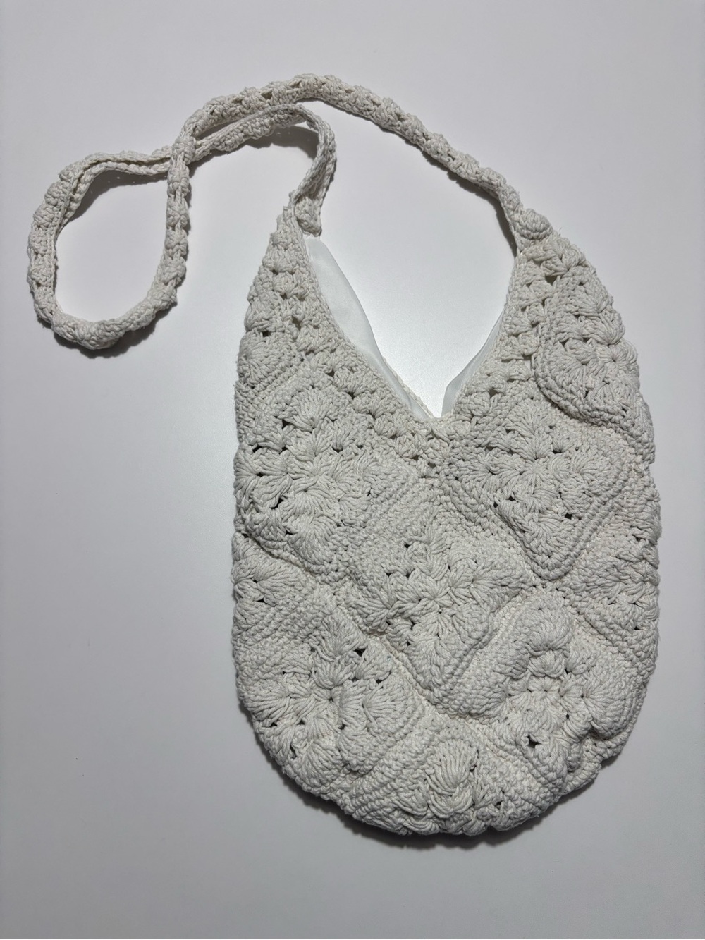 Forever 21 White Crochet Mini Cotton Shoulder Bag